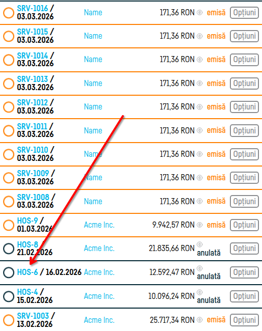 Cum anulez o factură? - pasul 3