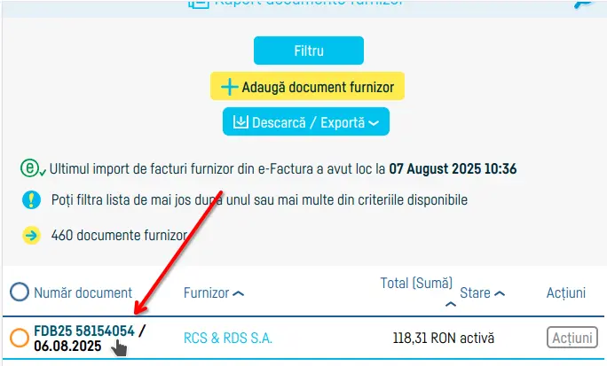 Cum trimiți facturile de furnizori pe email - pasul 2